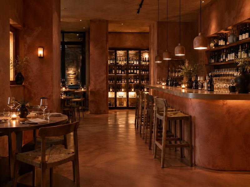Bar & restaurant · concept render — microcement finish