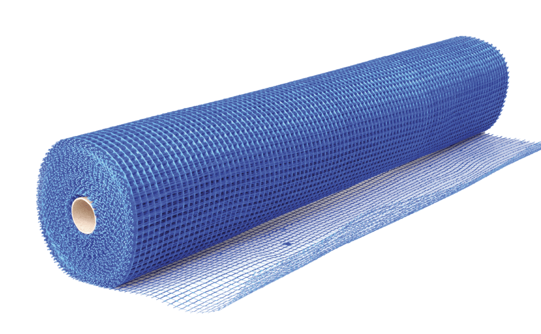 Fibreglass Mesh Blue 3x3 Non-Adhesive — 1.185 m wide, sold by the m²