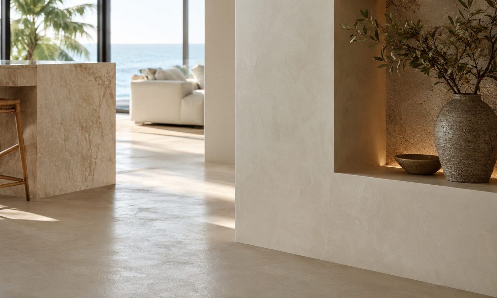 Coastal microcement floor and wall