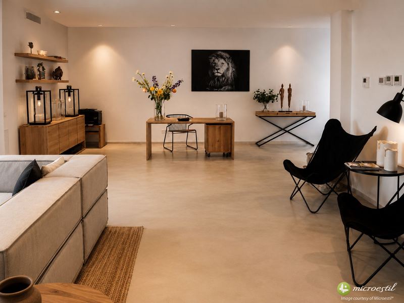 Living space · Real project · Microestil® system — microcement finish