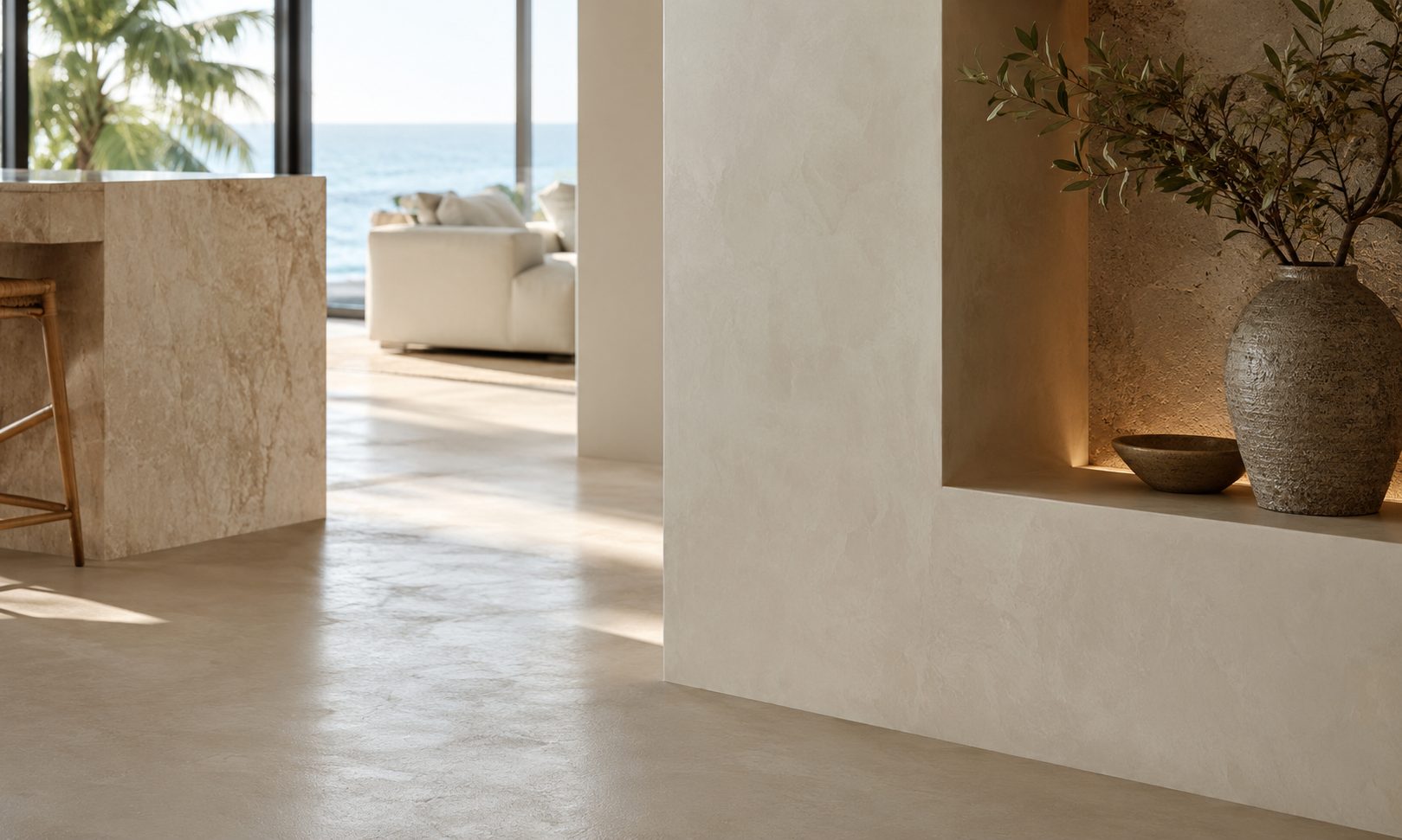 Coastal microcement floor and wall